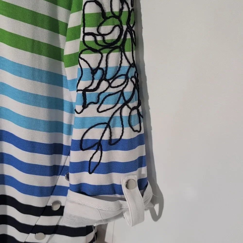 Ruby Rd. Multicolor Striped Long Sleeve Top - Picture 3 of 6